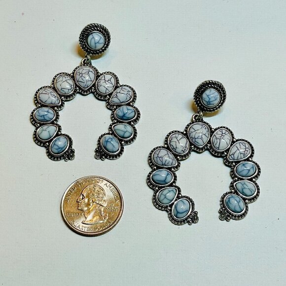 Western Boho Style Silver Concho Naja Earrings #870 - Picture 5 of 12